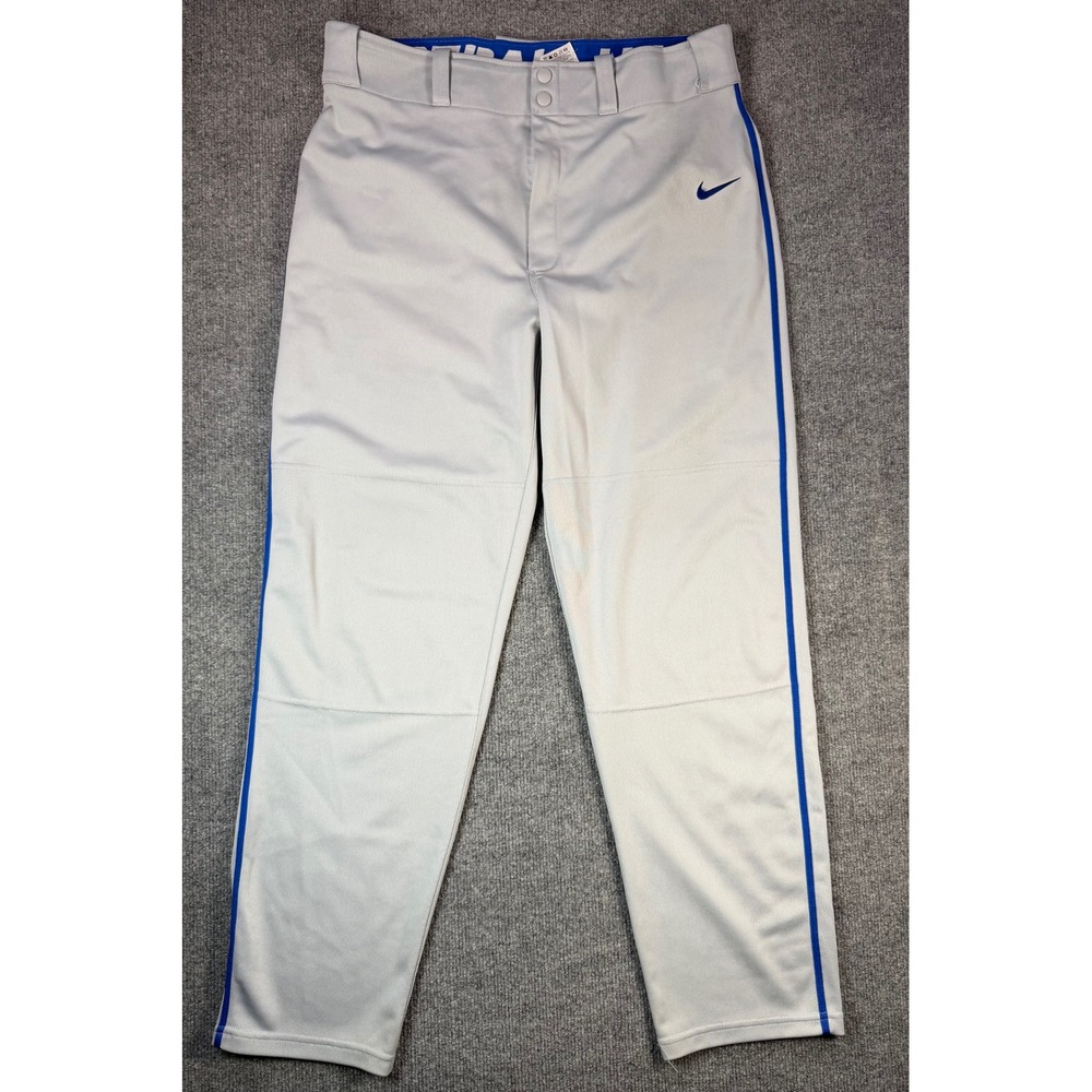 Nike Dri-FIT Mens Baseball Pants Grey‎ Blue Piping AH6942-062 XL